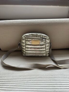 Dagne Dover Metallic Silver Puff Crossbody Bag